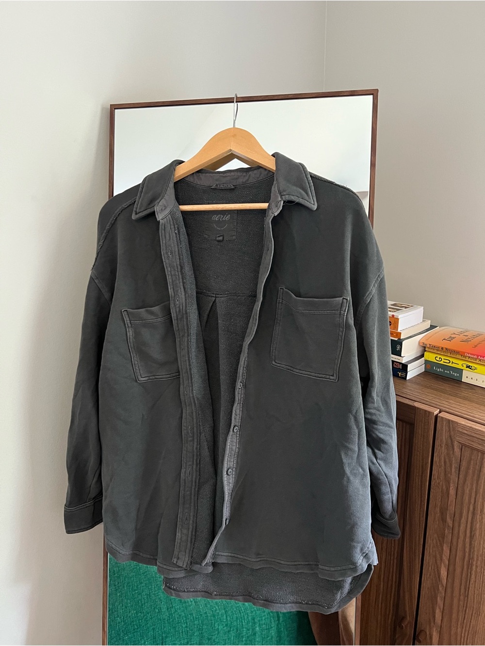 Aerie Charcoal Gray Button-Front Overshirt